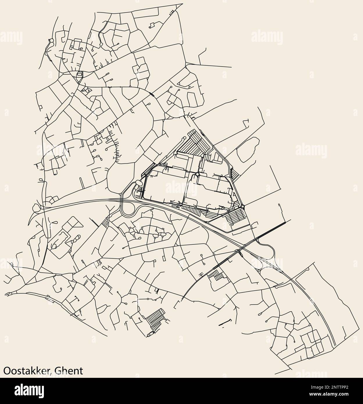 Mappa stradale del COMUNE di OOSTAKKER, GAND Illustrazione Vettoriale