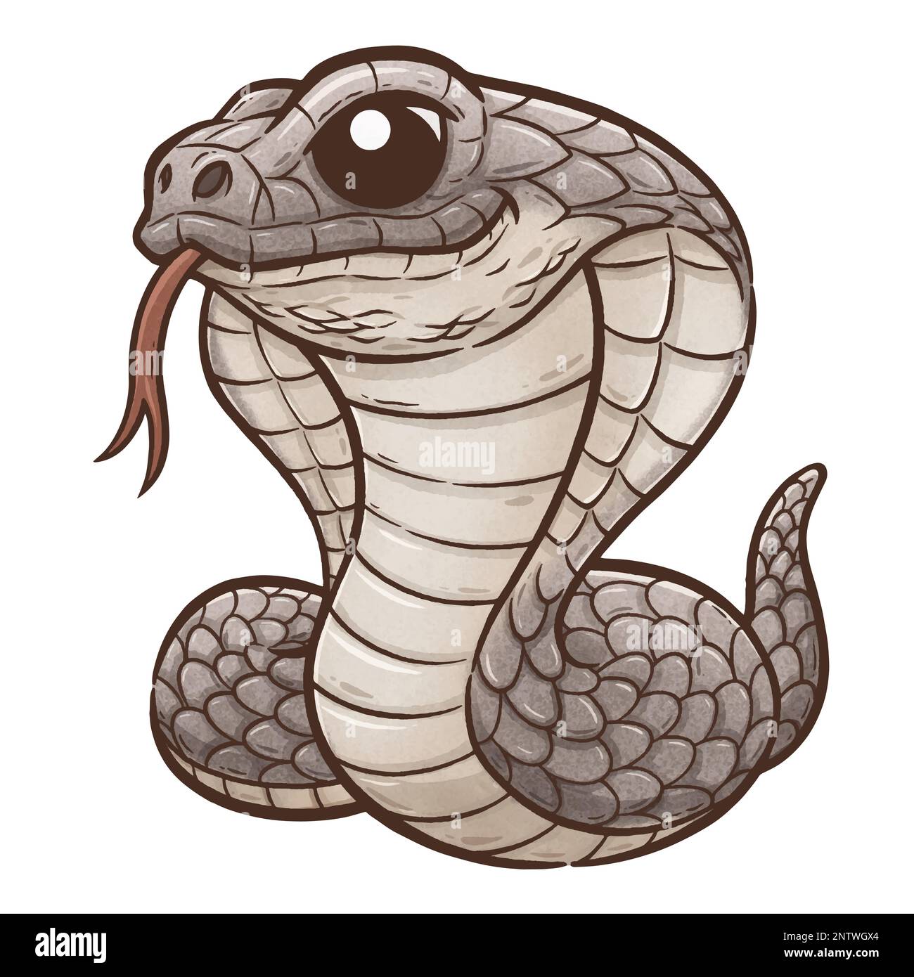 Illustrazione vettoriale di Snake di Cartoon. Re cobra Illustrazione Vettoriale