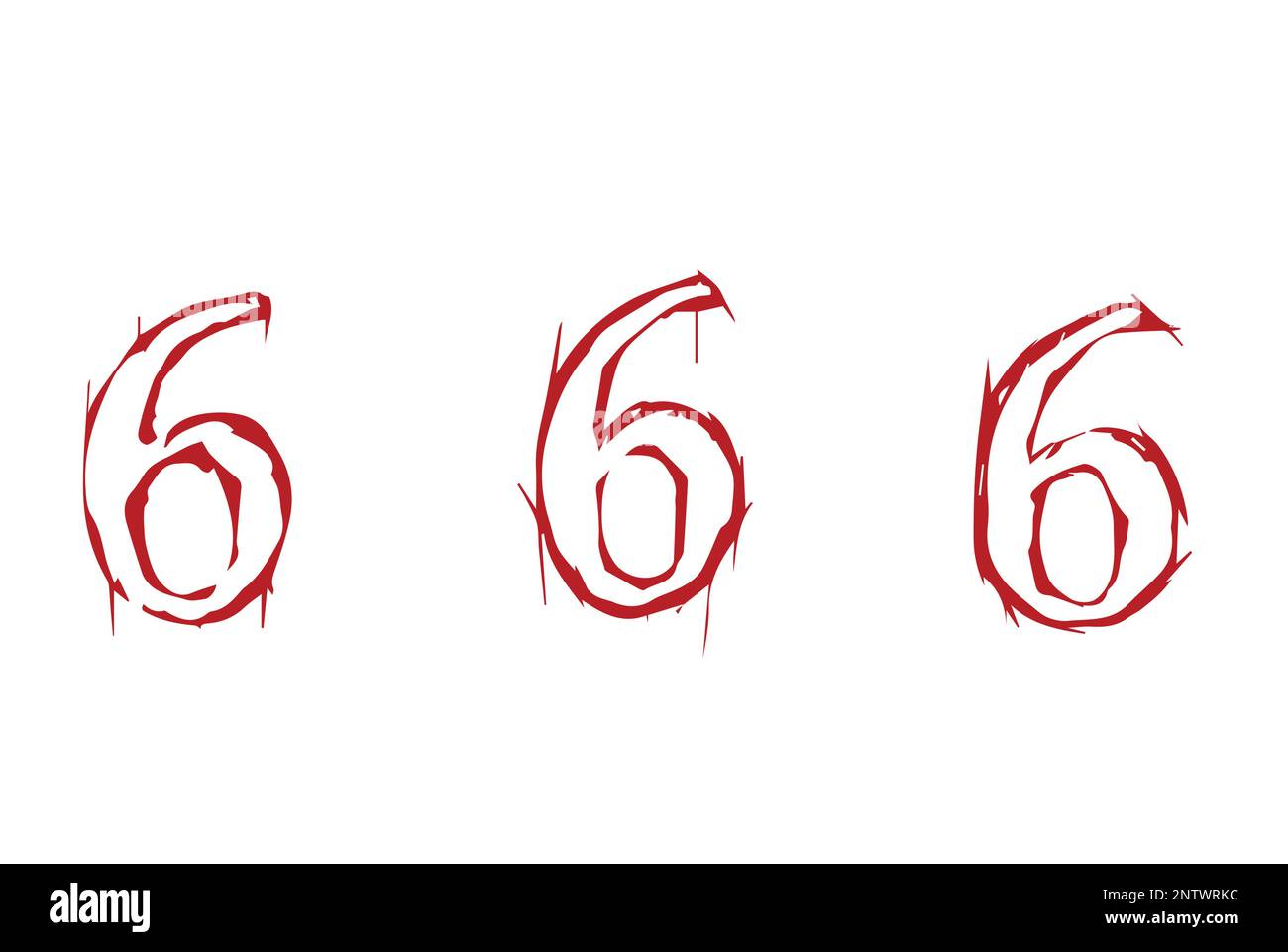 Numero occulto 666. Simbolo della demonologia e della chiamata a demoni malvagi Illustrazione Vettoriale
