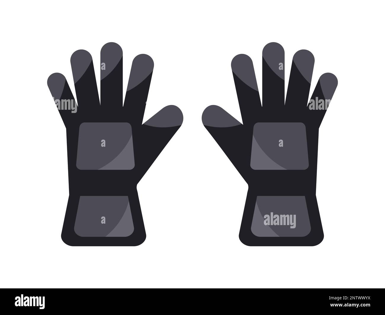 Guanti di protezione per uso industriale, edilizia. Guanti da lavoro. Dispositivi di protezione individuale. Guanti da giardino o sportivi. Attrezzatura da sci. Vettore Illustrazione Vettoriale