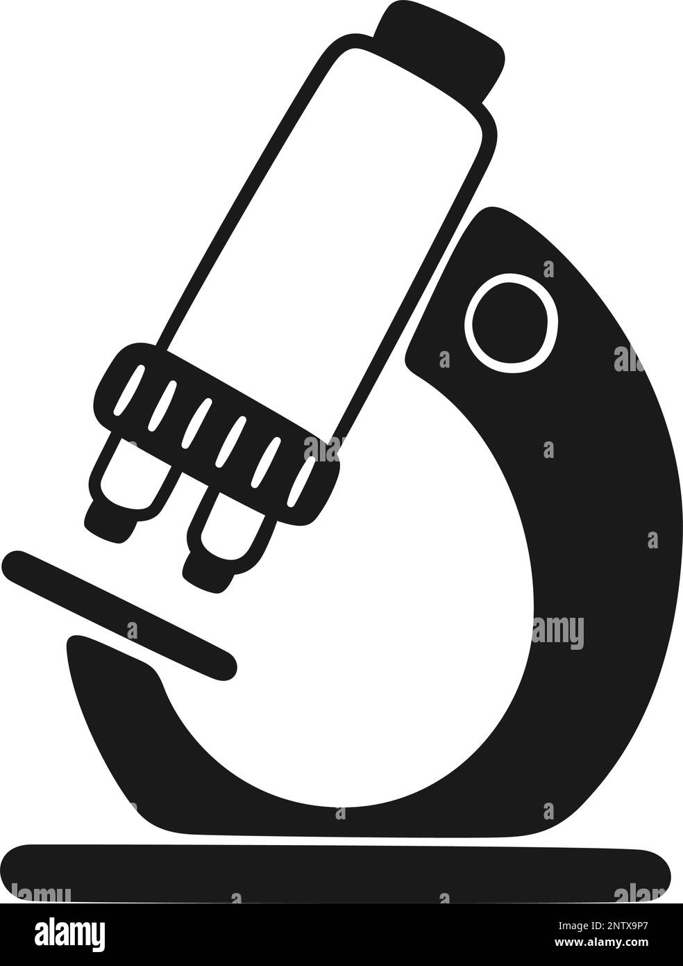 Microscopio da laboratorio Doodle. Apparecchiature di laboratorio chimiche e biologiche. Moderno microscopio da laboratorio per lo studio e la sperimentazione. Vettore disegnato a mano Illustrazione Vettoriale