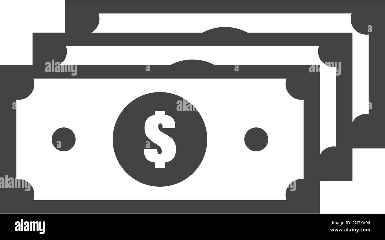 Icona delle fatture in dollari. Banconote. Pagamento. Vettore modificabile. Illustrazione Vettoriale