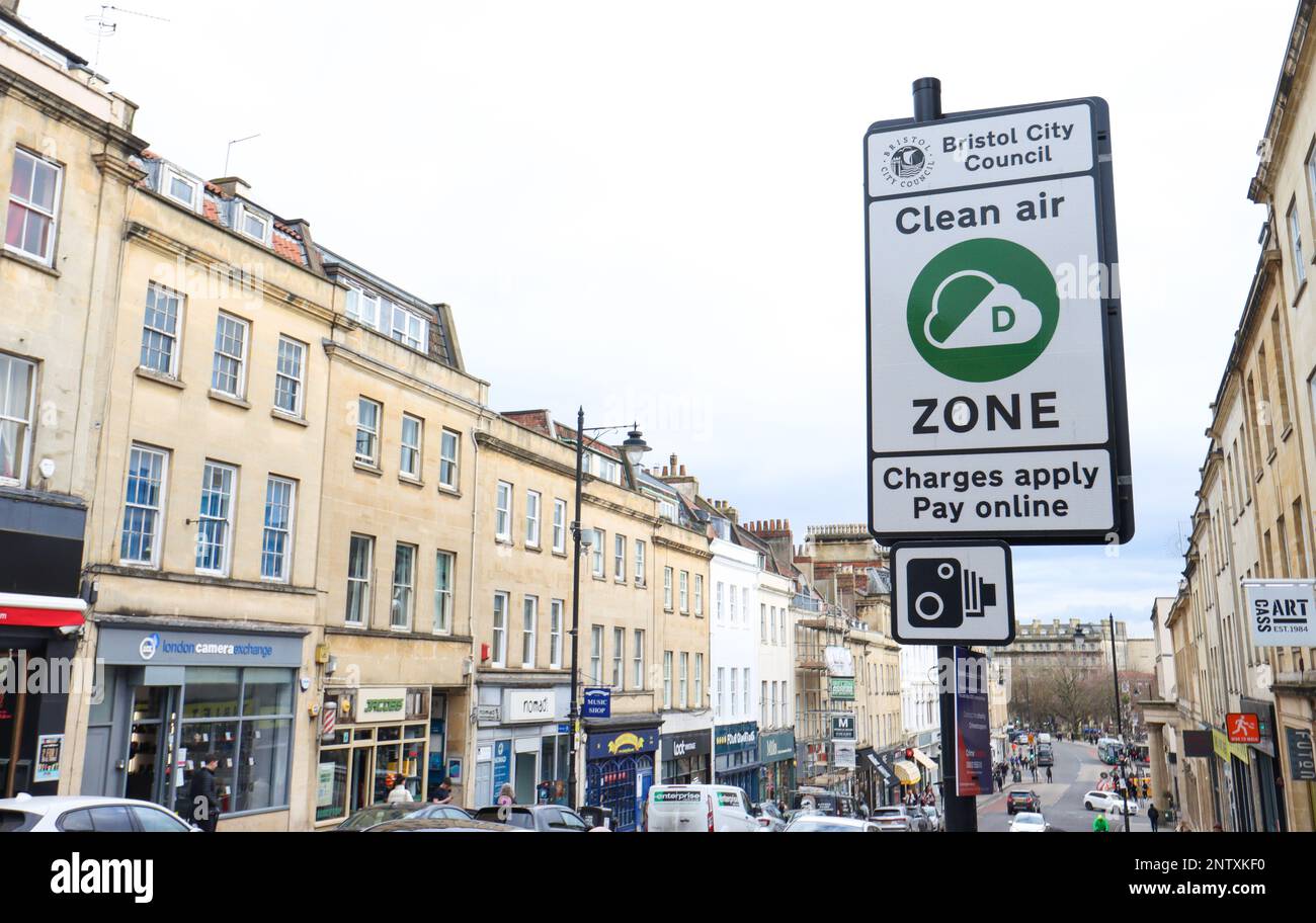 Cartello Bristol Clean Air zone. Foto Stock