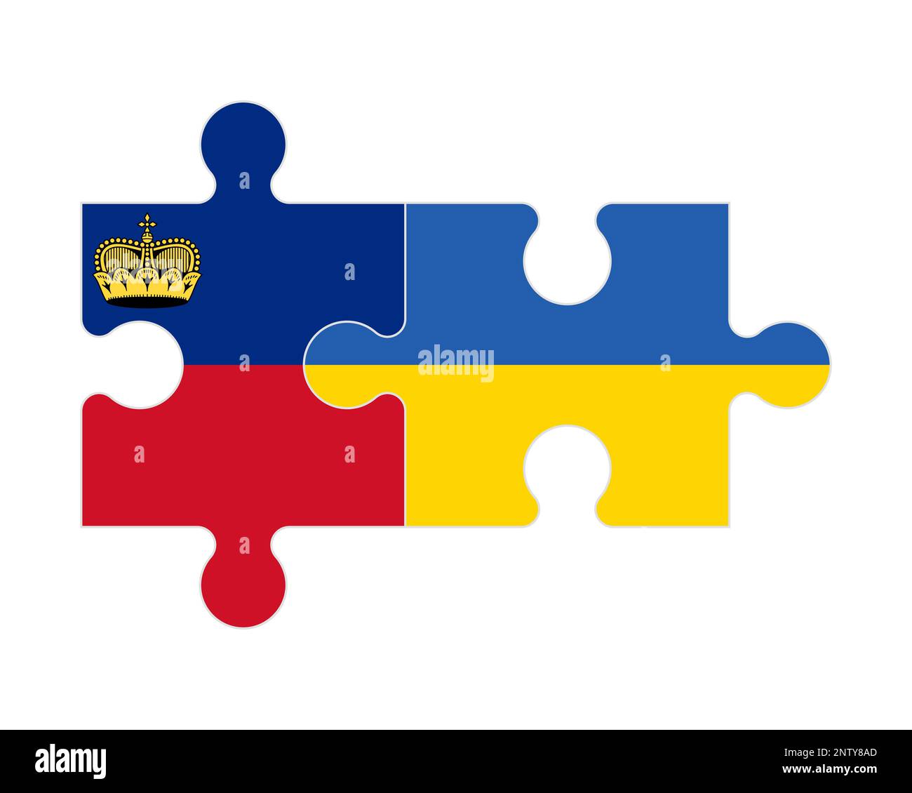 Puzzle collegato di bandiere del Liechtenstein e Ucraina, vettore Illustrazione Vettoriale