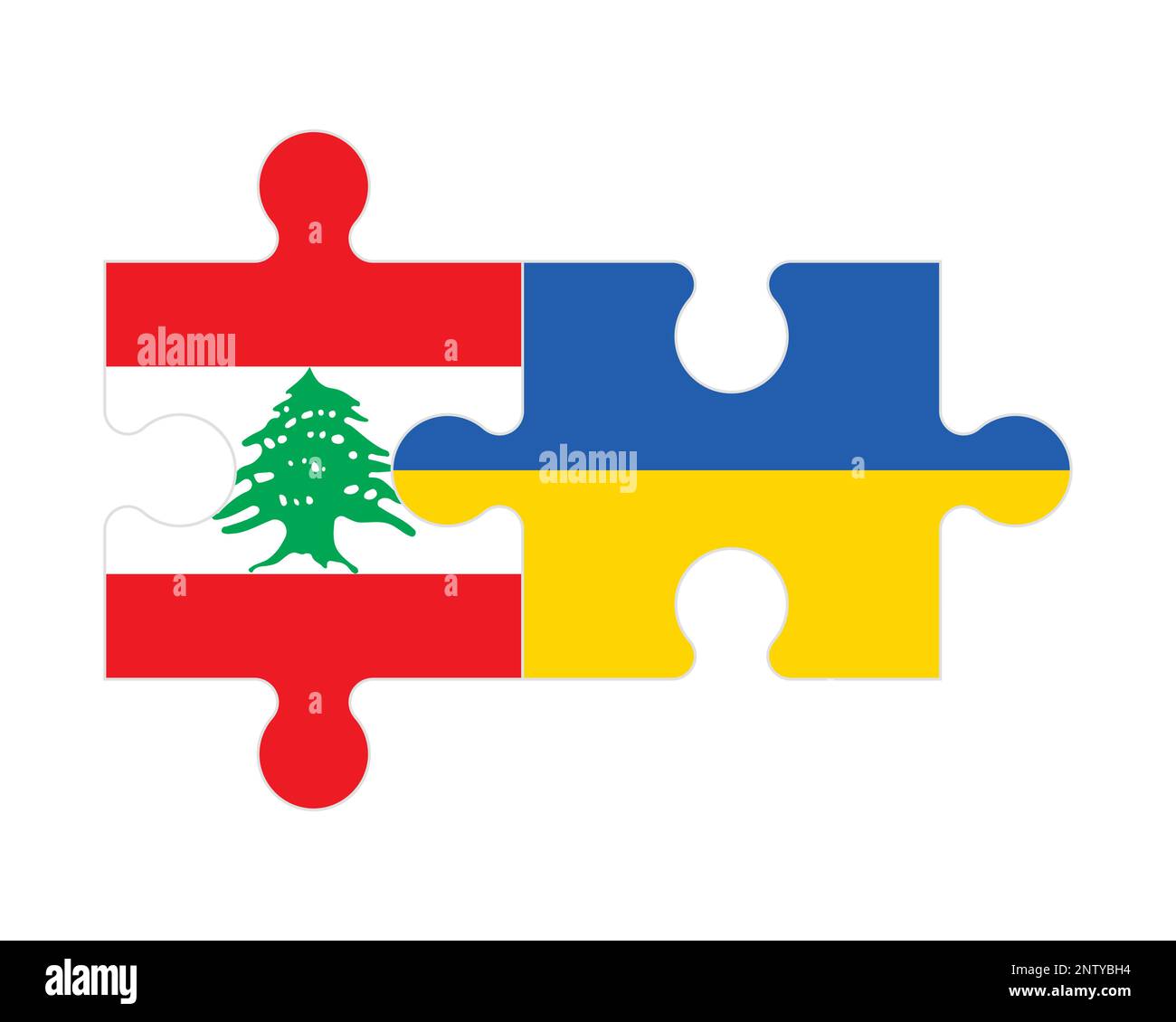 Puzzle collegato di bandiere del Libano e Ucraina, vettore Illustrazione Vettoriale