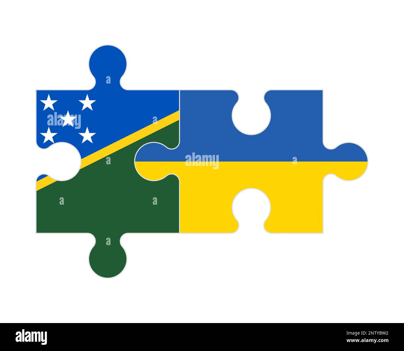 Puzzle collegato di bandiere delle Isole Salomone e Ucraina, vettore Illustrazione Vettoriale