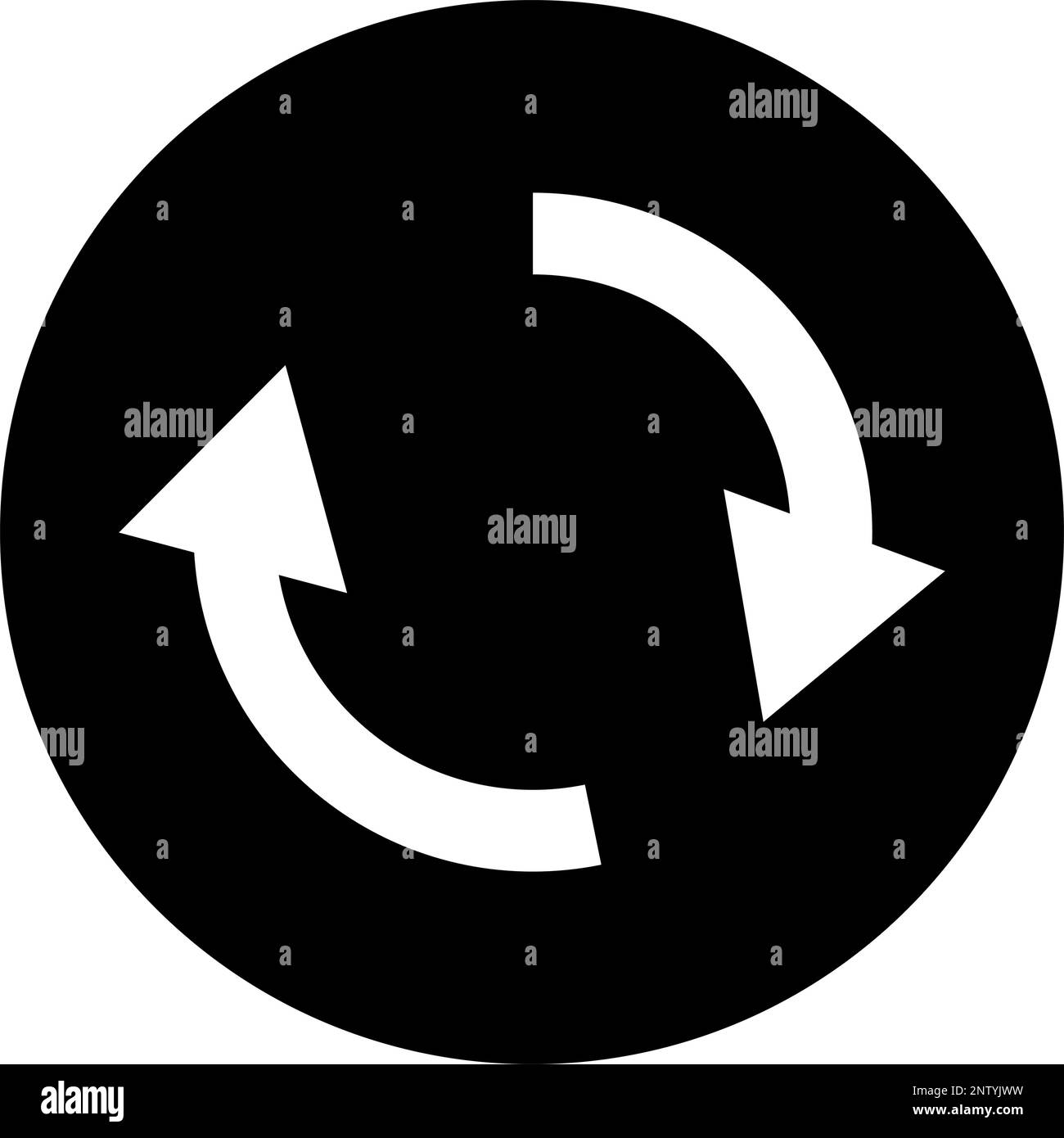 Icona rotonda di ricarica della silhouette. Frecce di aggiornamento e rotazione. Vettore modificabile. Illustrazione Vettoriale