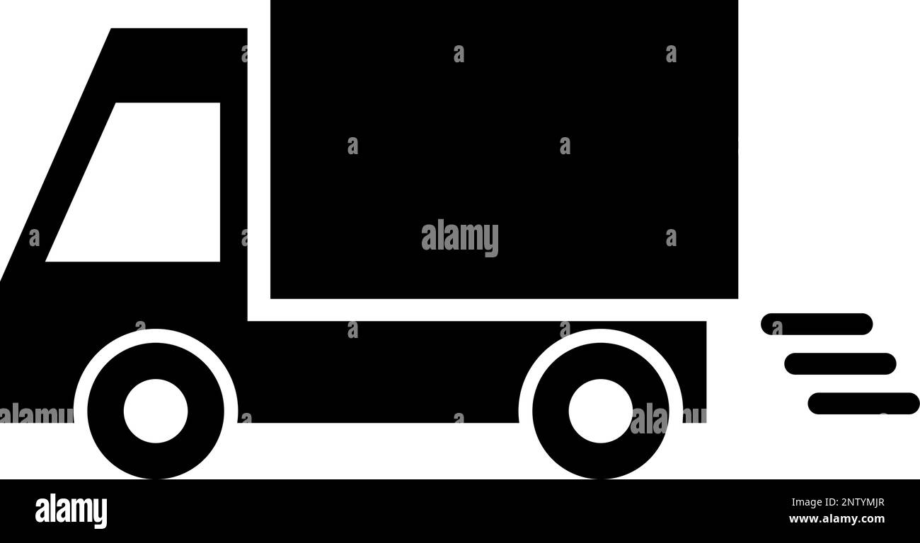 Icona della silhouette Truck on the Move. Consegna. Vettore modificabile. Illustrazione Vettoriale