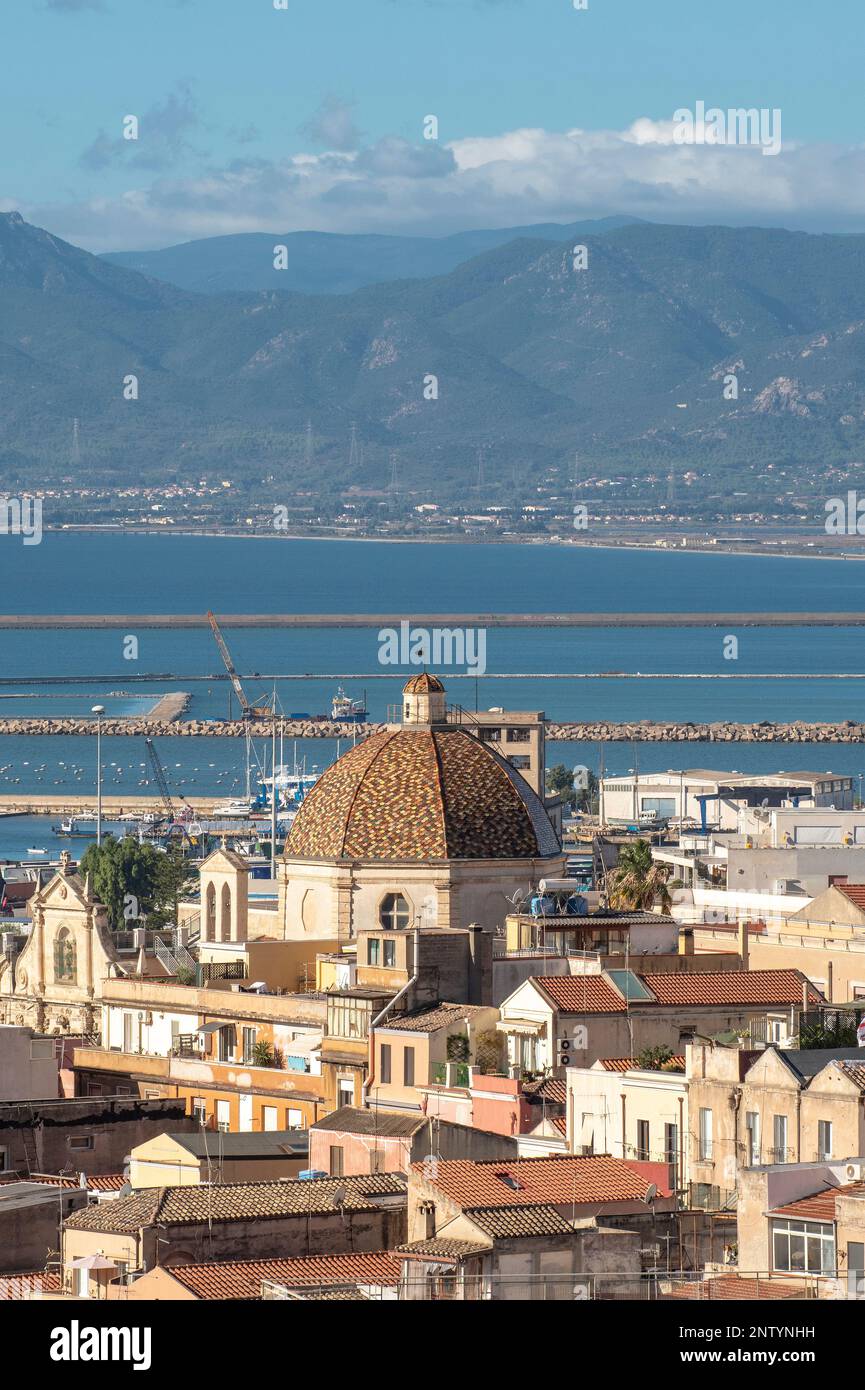 Vista panoramica di Cagliari, Sardegna, Italia Foto Stock