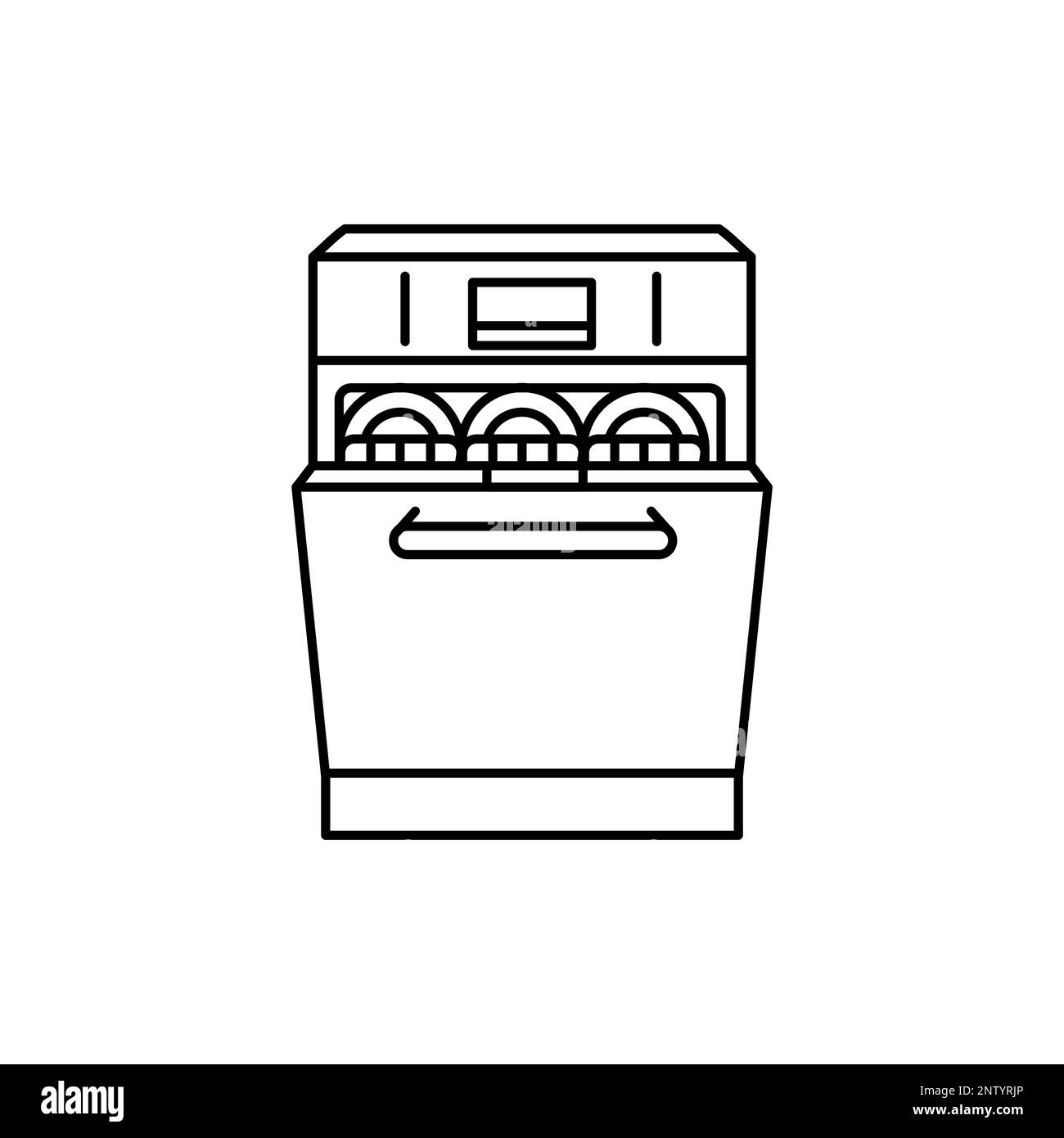 Icona della linea del colore della lavastoviglie. Dispositivo da cucina. Elettrodomestico Illustrazione Vettoriale
