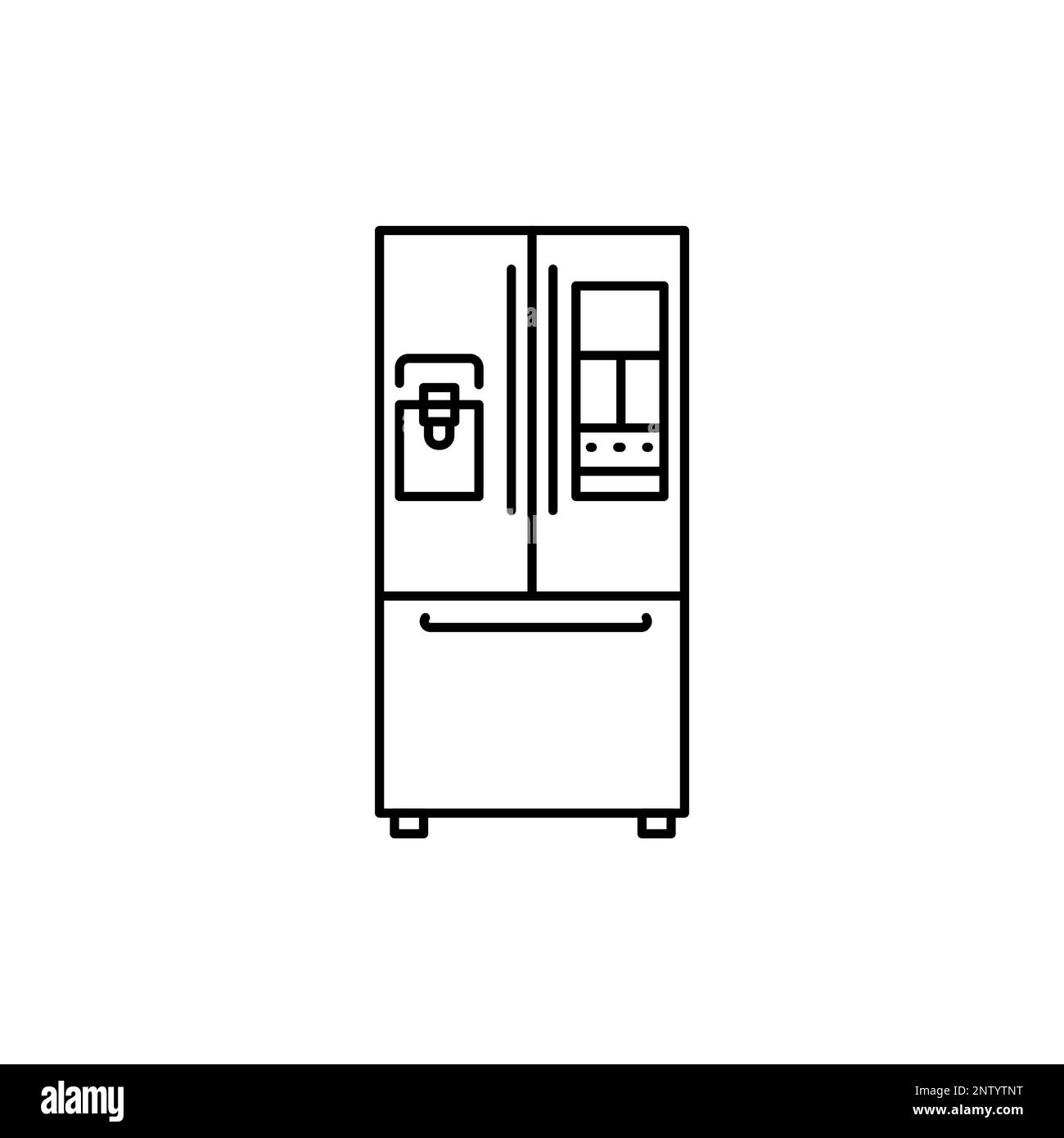 Icona della linea a colori Smart frigorifero. Dispositivo da cucina. Elettrodomestico Illustrazione Vettoriale