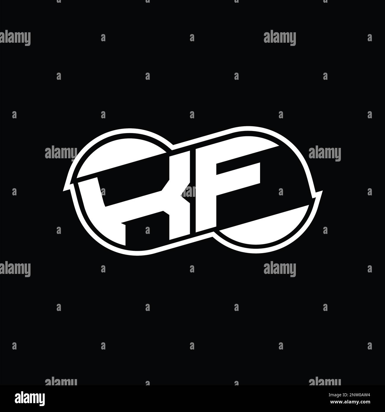 KF Logo monogramma astratto forma infinita immagini vettoriali semitonde modello di disegno Foto Stock