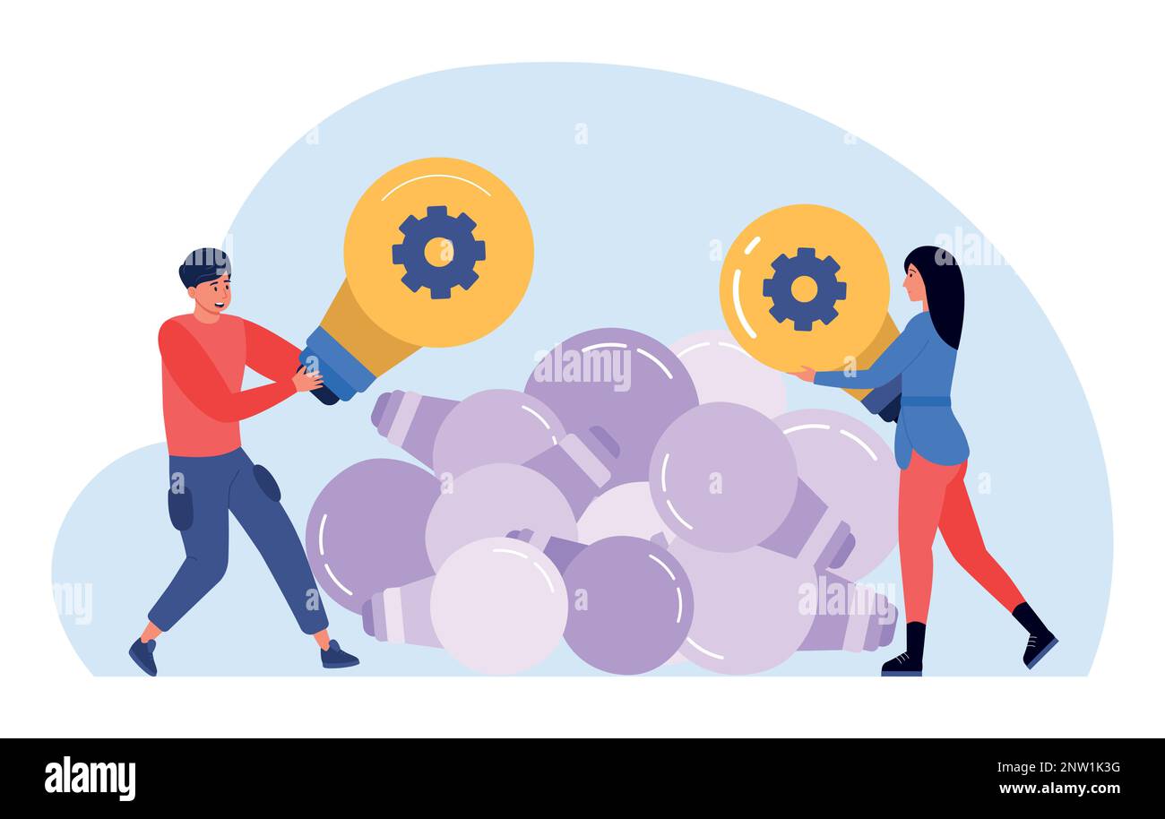 Concetto di idea creativa, soluzione aziendale e ispirazione Illustrazione Vettoriale