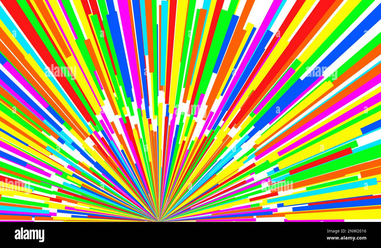 Astratto colorato arcobaleno scintillante raggi sfondo texture modello di design. Foto Stock