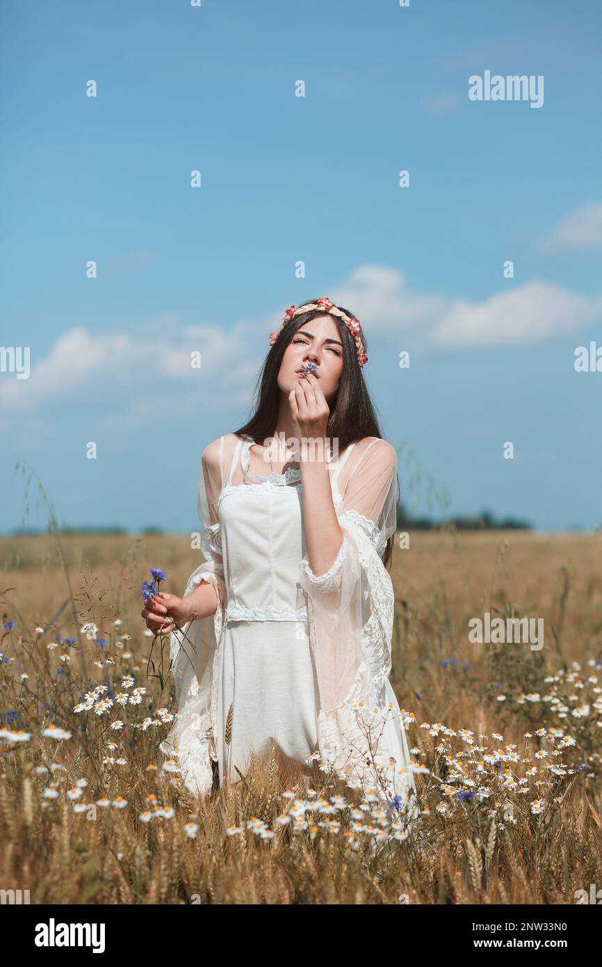 Bella sposa in vintage abito Foto Stock