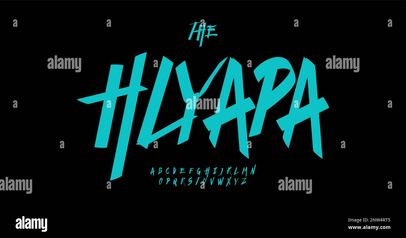 Alfabeto di Street art semplice, lettere scritte a mano, corsivo font disegnato a mano per il logo teen moderno, titolo, titolo, camicia, stampa, poster, lettere, dinamico Illustrazione Vettoriale