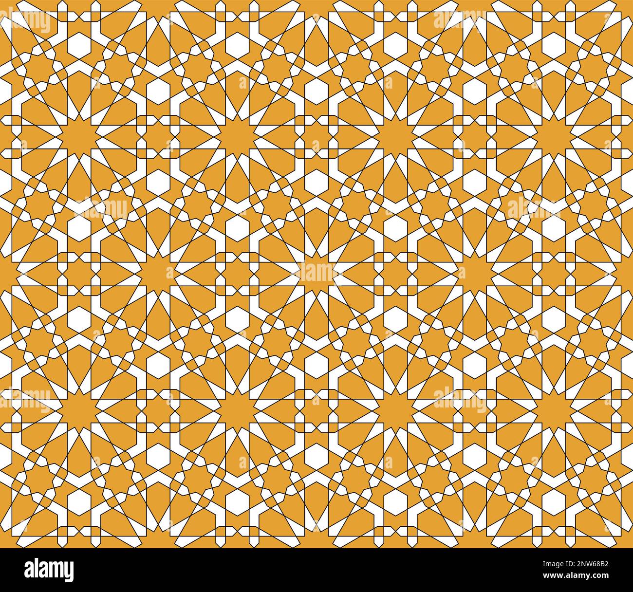 Ornamento geometrico senza cuciture basato su arte islamica tradizionale.colori arancioni.ottimo design per tessuti, tessuti, copertine, carta da imballaggio, sfondo. Linea fine Illustrazione Vettoriale