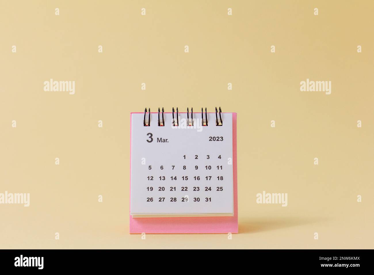 Calendario di marzo 2023.Calendario desktop per la pianificazione Foto Stock