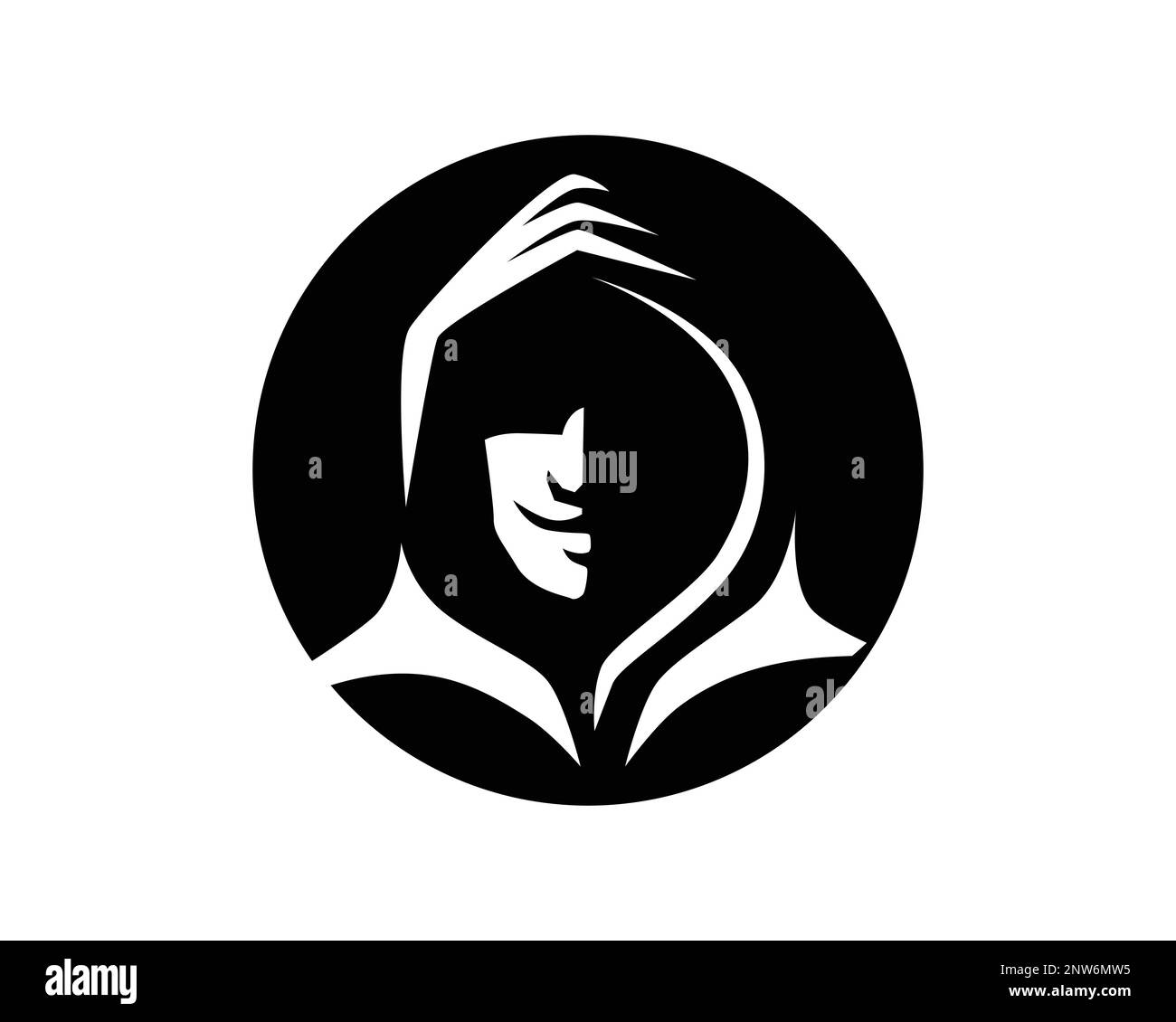 Simbolo semplice di Hacker con silhouette con cappuccio scuro Illustrazione Vettoriale
