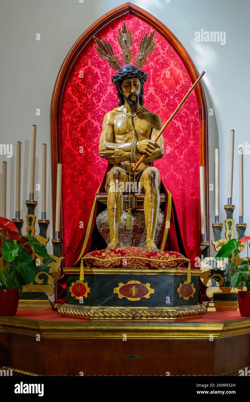 La pala d'altare di Ecce Homo (localmente noto come Señor de la Cañita) nella Cappella di Santa Teresa d'Avila nella Laguna Cattedrale. Foto Stock