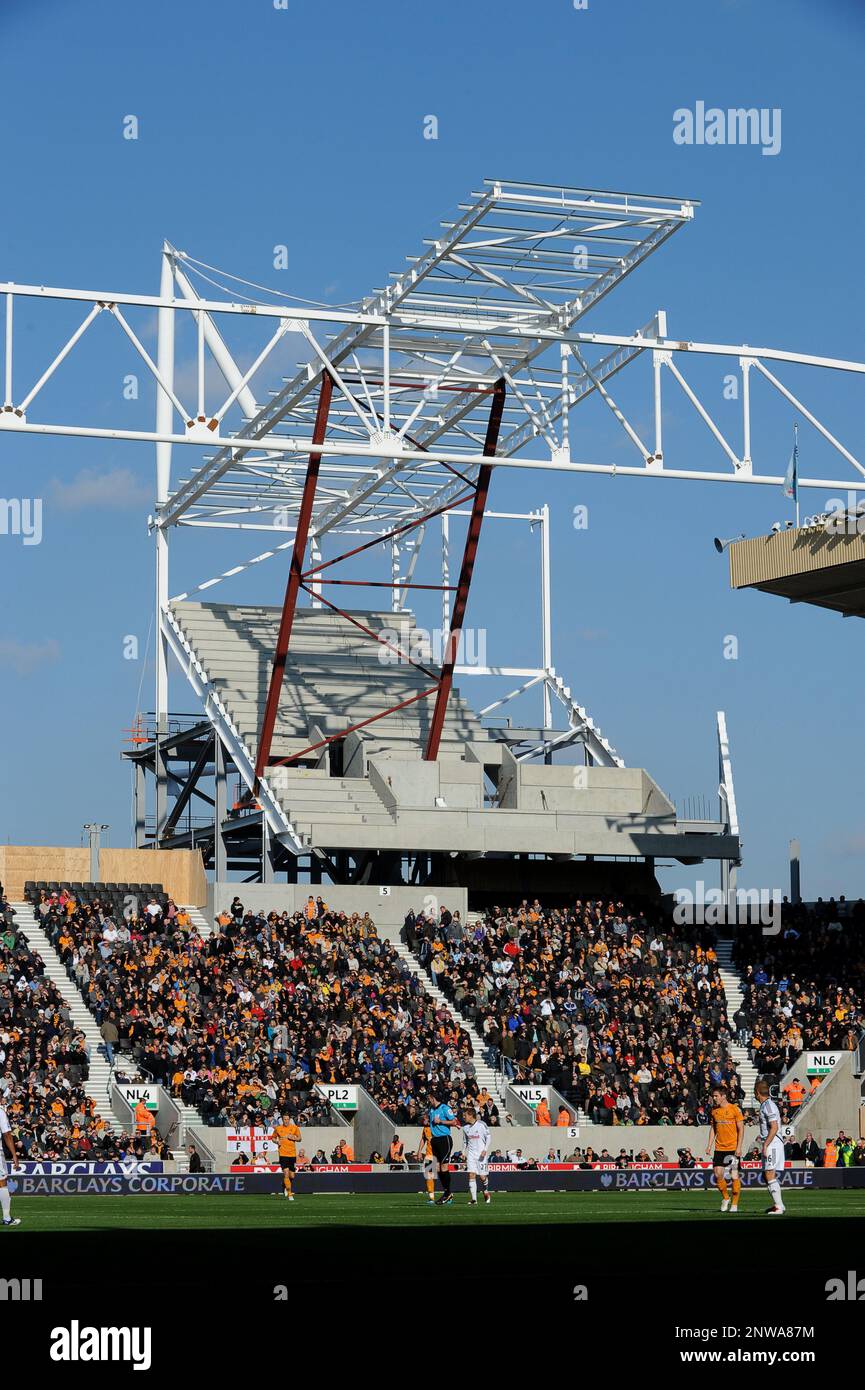Costruzione dello stadio Molineux del nuovo stand Barclays Premier League -Wolverhampton Wanderers contro Swansea 22/10/2011 Foto Stock