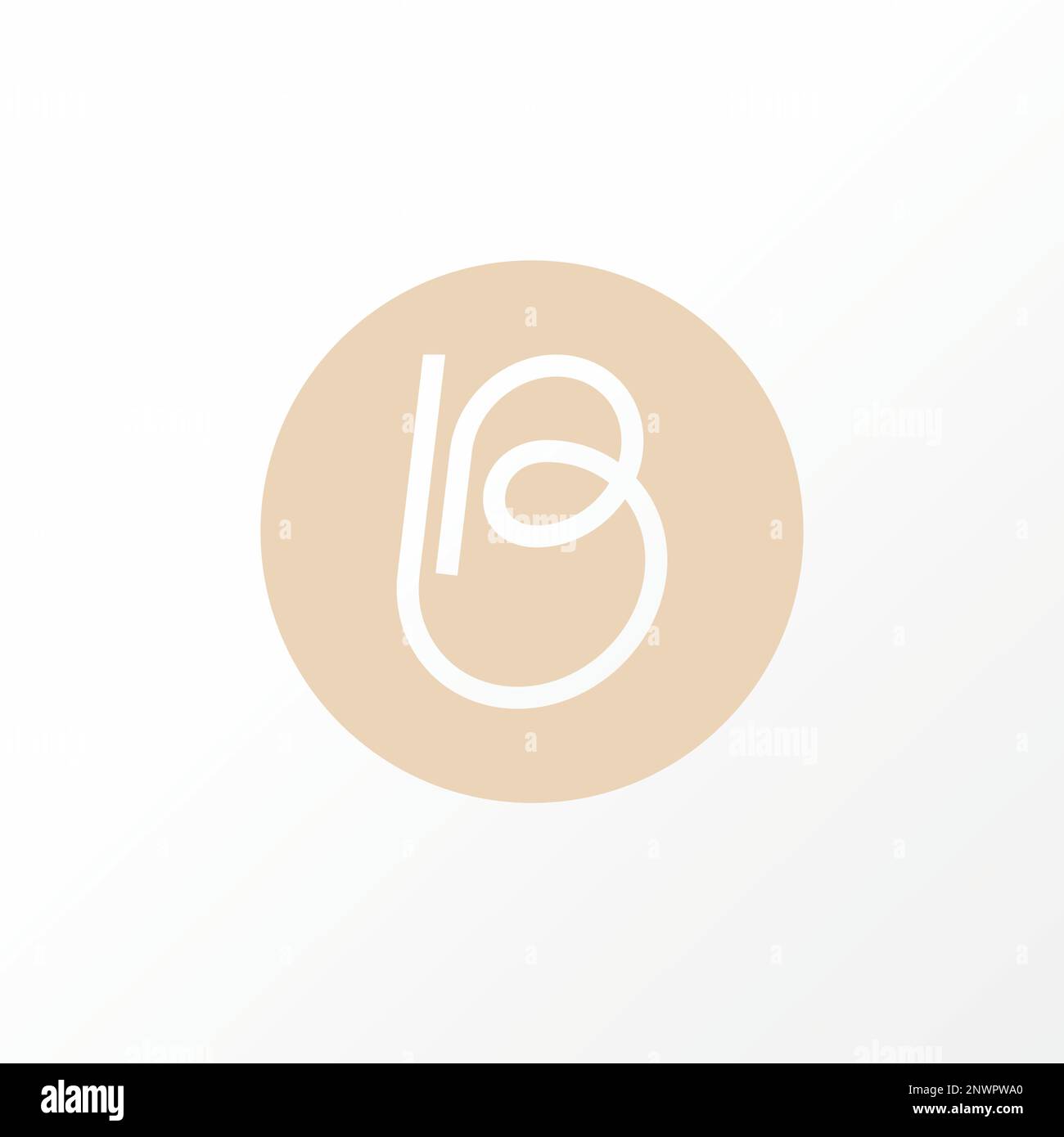 Lettera o parola unica B o PB line art out corsivo font su blocco cerchio immagine grafica icona logo design astratto concetto vettore stock iniziale monogramma Illustrazione Vettoriale