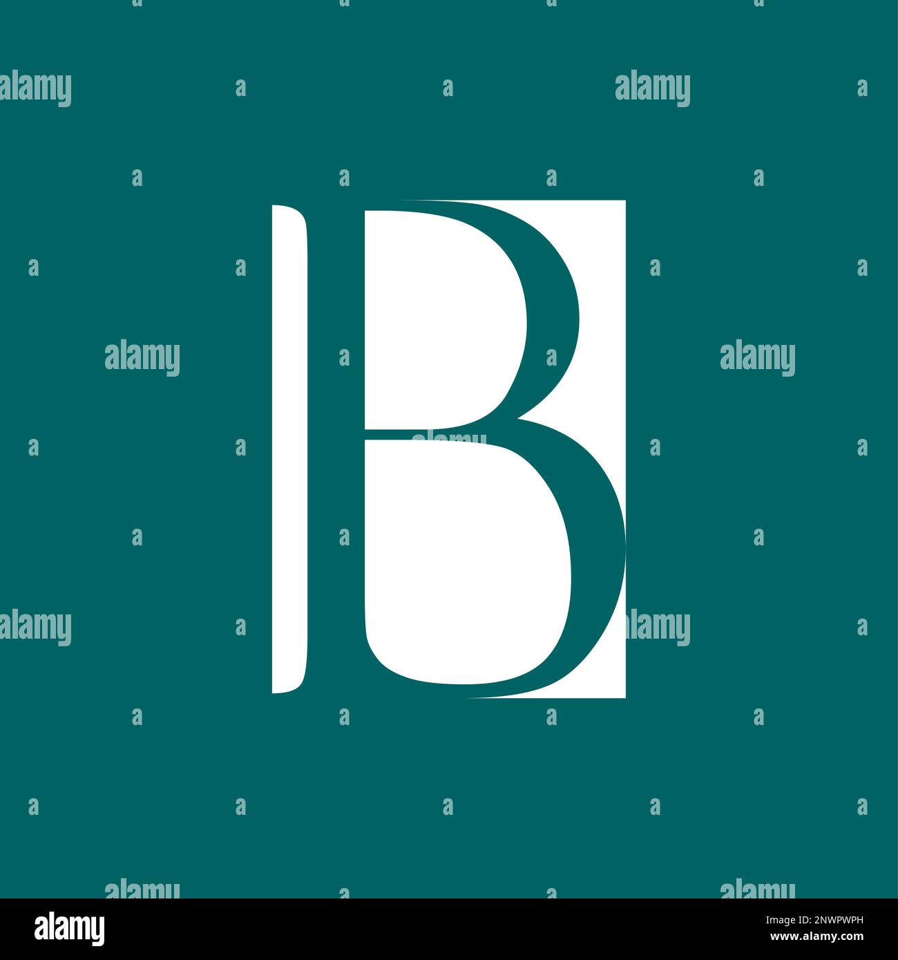 Carattere unico di lettera o parola B serif su spazio negativo o blocco quadrato immagine grafica icona logo disegno astratto concetto vettore stock iniziale o monogramma Illustrazione Vettoriale