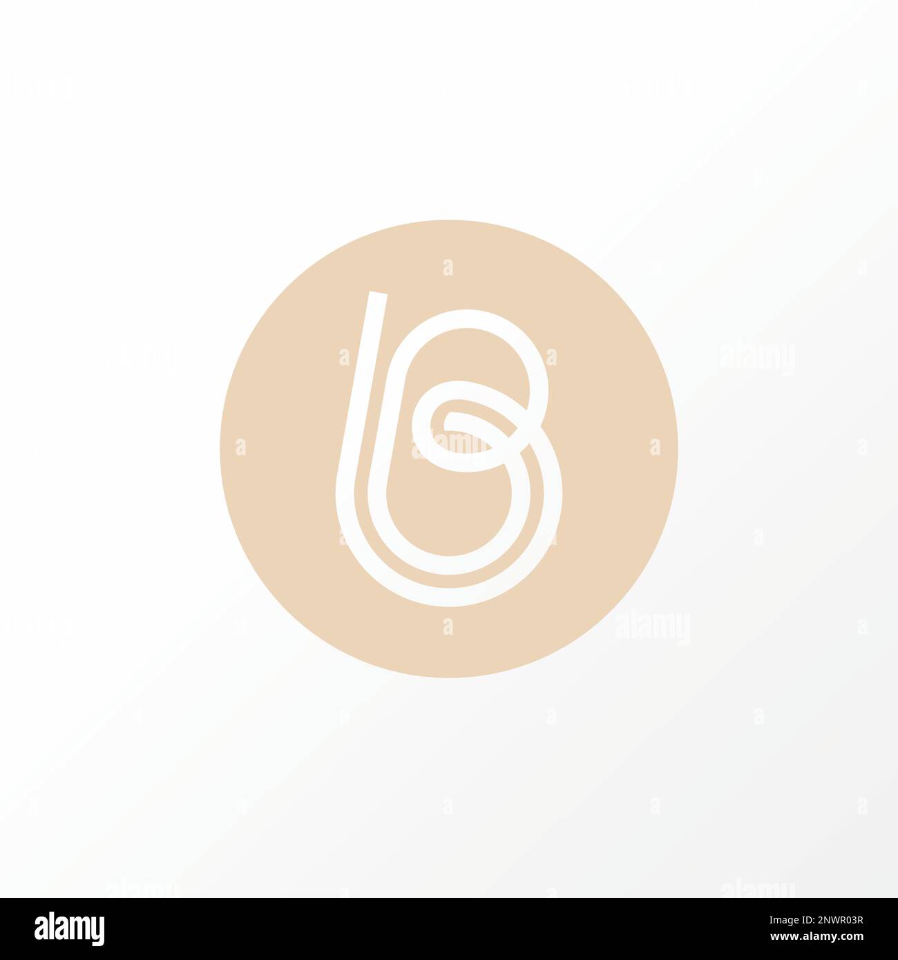 Lettera o parola unica B o BB doppia linea art out corsivo font sul centro cerchio blocco grafico icona logo design astratto concetto vettore iniziale monogramma Illustrazione Vettoriale