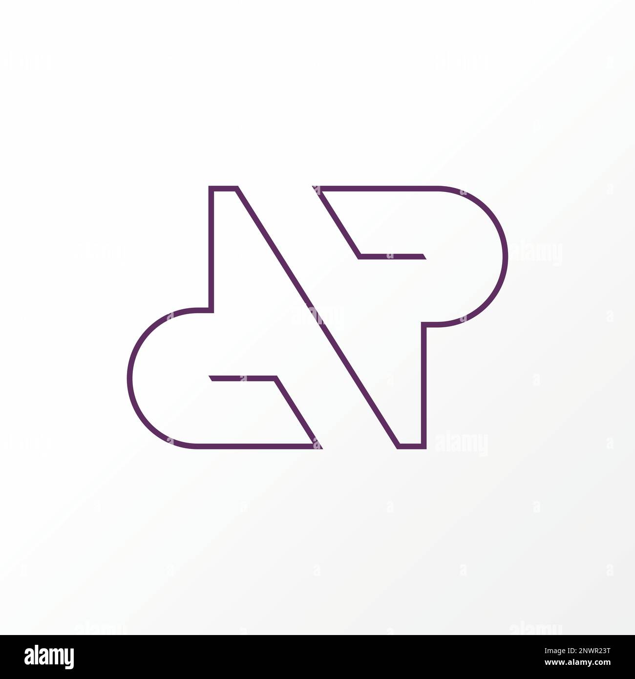 Lettera o parola NP o PN linea di taglio serif font con corona in alto immagine grafica icona logo disegno astratto concetto vettore stock iniziale o di lusso Illustrazione Vettoriale