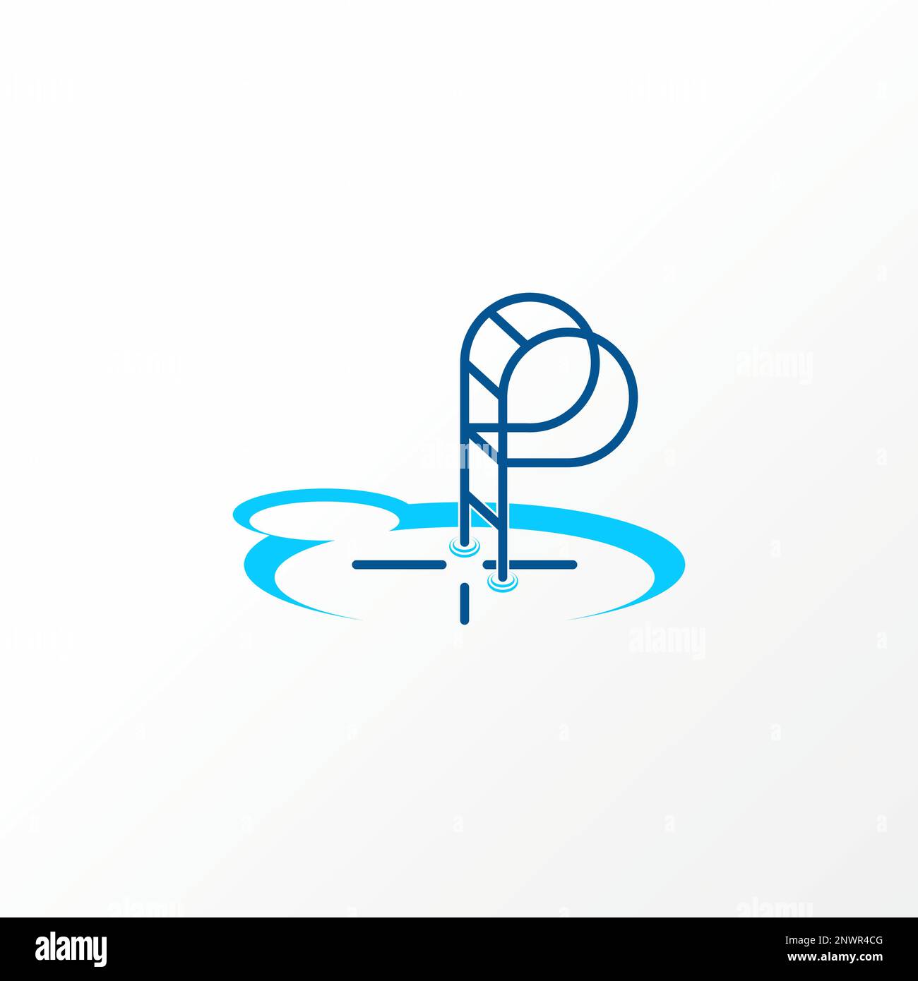 Piscina semplice e unica con acqua, scale, punto di riferimento su 3D immagine grafica icona logo design astratto concetto vettoriale stock ricreazione relax Illustrazione Vettoriale