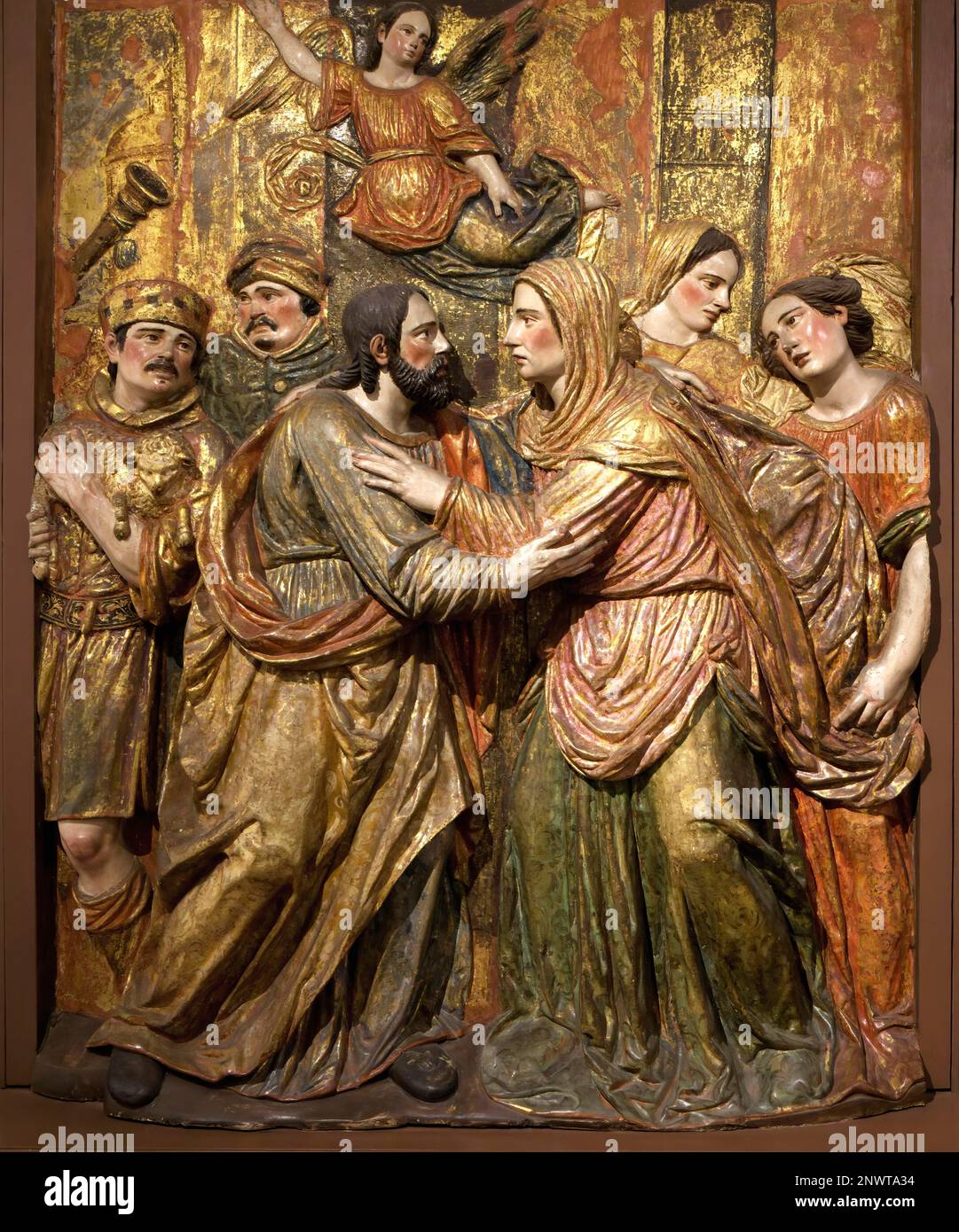 Palazzo Arcivescovi, Conception retable, incontro di San Joaquin e Santa Anita, 17th ° secolo, Lima, Perù Foto Stock