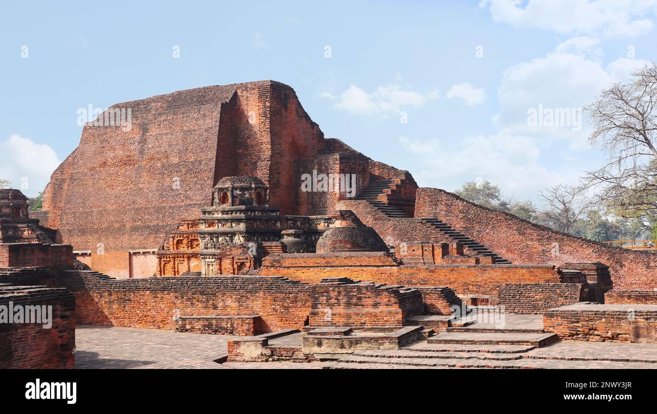 Struttura Santa principale dell'Università di Nalanda, Rajgir, Nalanda, Bihar, India Foto Stock