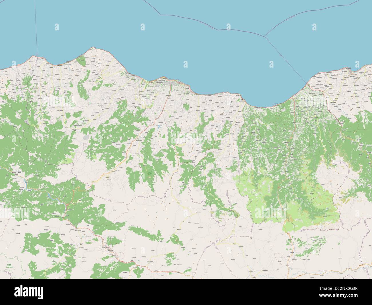 Trabzon, provincia di Turkiye. Aprire la mappa stradale Foto Stock