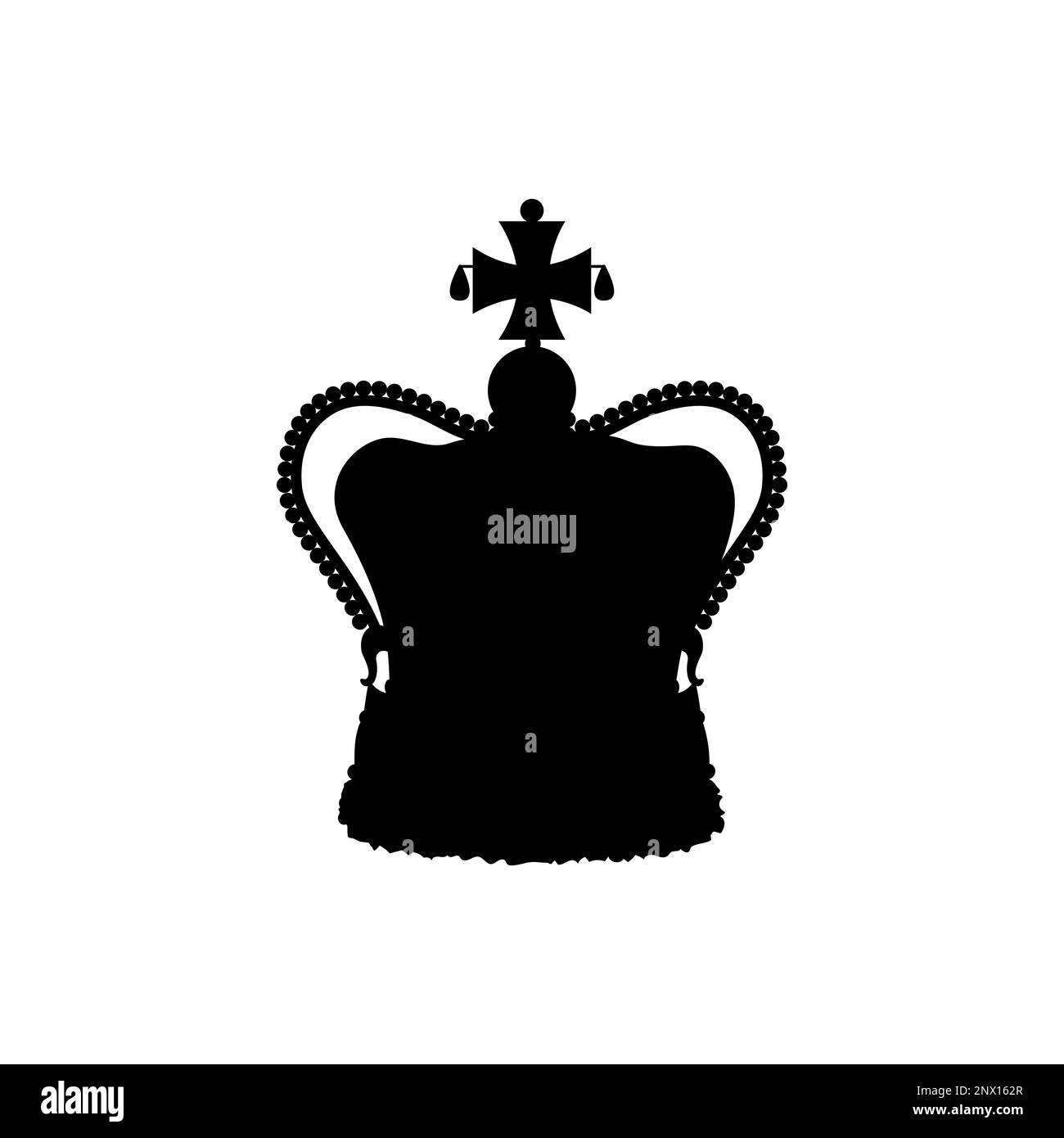Silhouette vettoriale nera British Crown. Corona di St Edwards isolata su sfondo bianco. Simbolo del Regno Unito britannico e del Commonwealth of Illustrazione Vettoriale