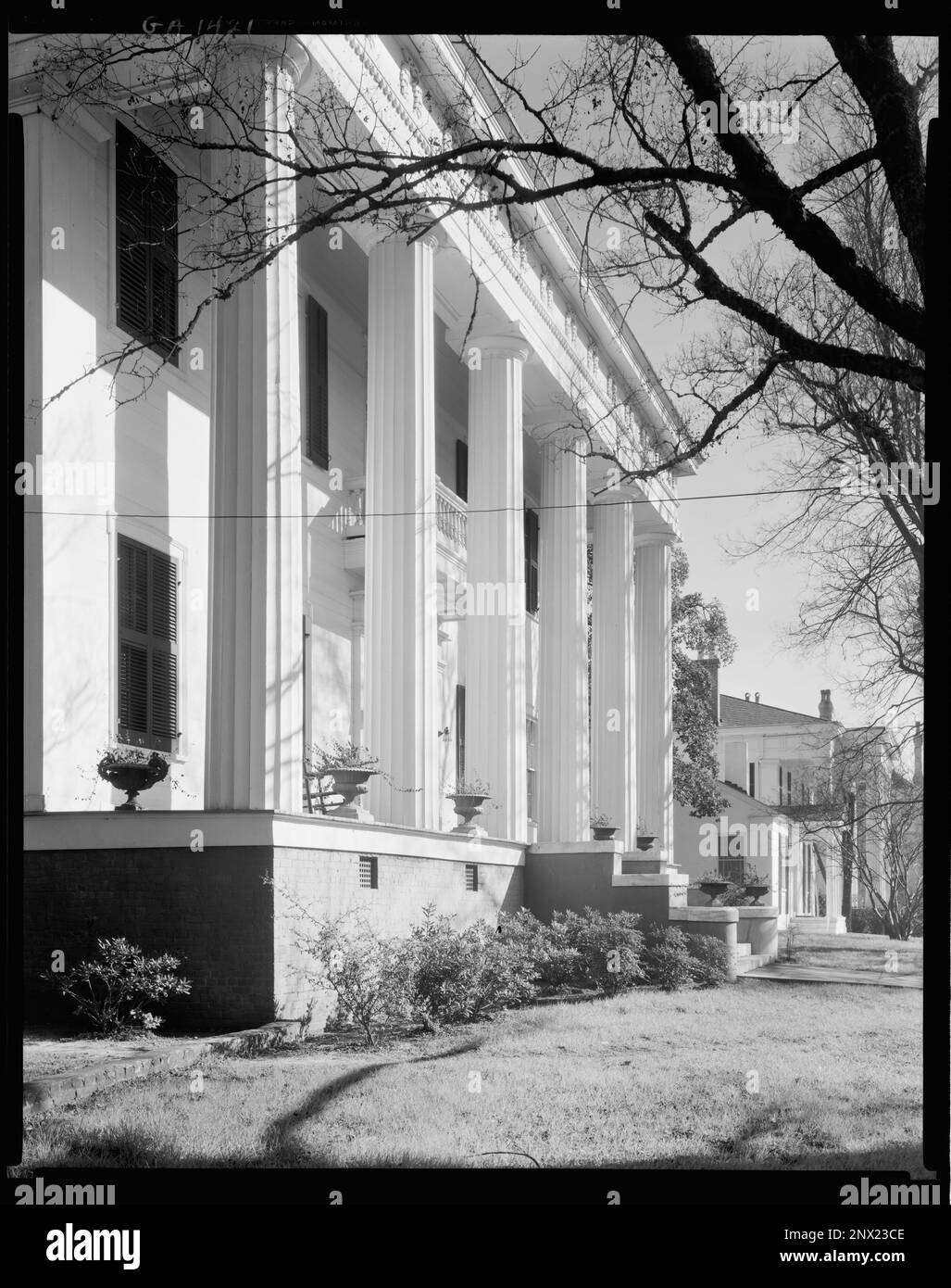 Hugenin Proudfit Birdsey House, Macon, Bibb County, Georgia. Carnegie Survey of the Architecture of the South. Stati Uniti, Georgia, Contea di Bibb, Macon, colonne, Portici, Portici . Foto Stock