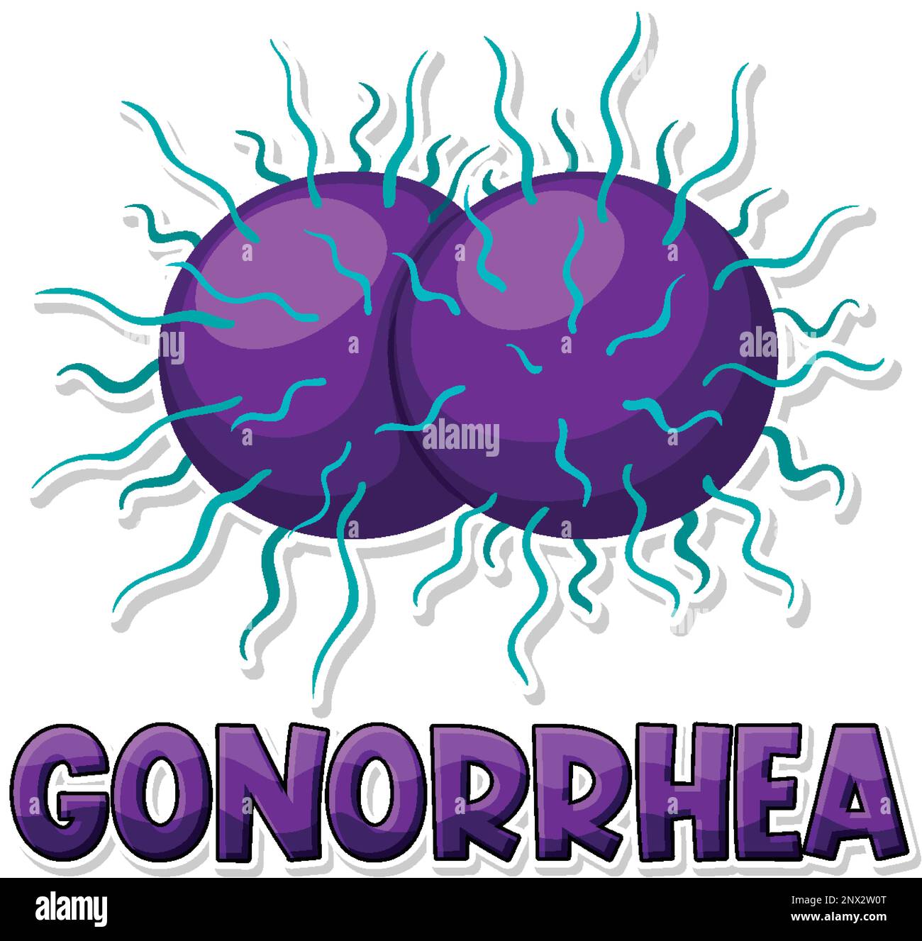Neisseria gonorrhoeae su sfondo bianco Illustrazione Vettoriale