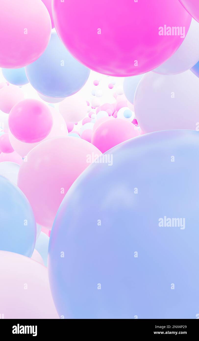Sfondo a sfere colorate, rendering 3D. Disegno digitale. Foto Stock