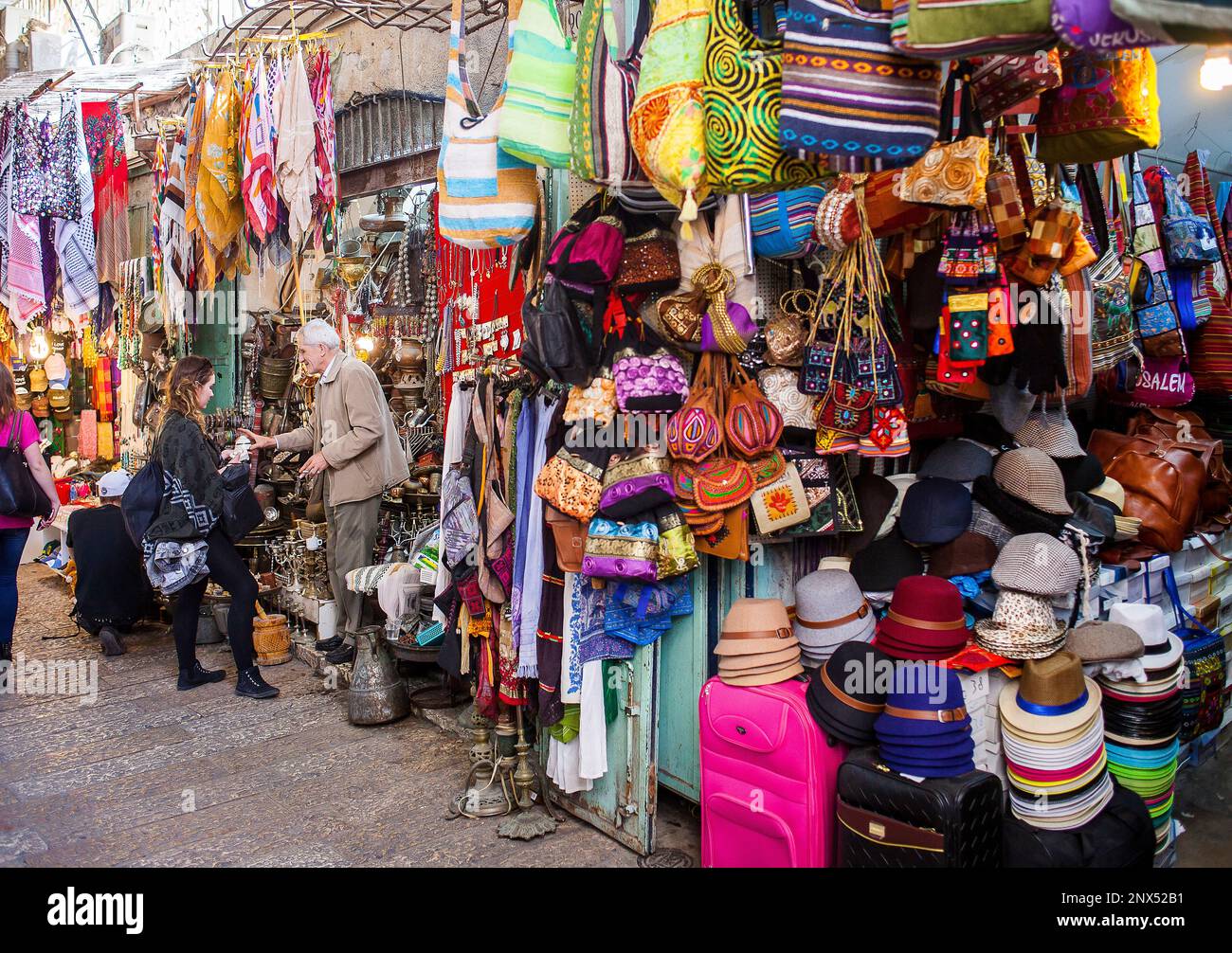 David street,Souk arabo mercato nel quartiere musulmano, la Città Vecchia di Gerusalemme, Israele. Foto Stock