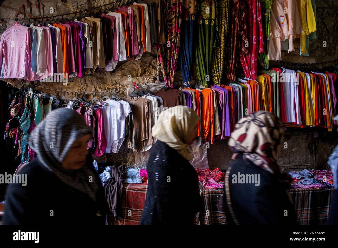 Al Borra street,Souk mercato arabo, il Quartiere Musulmano,Città Vecchia di Gerusalemme, Israele. Foto Stock