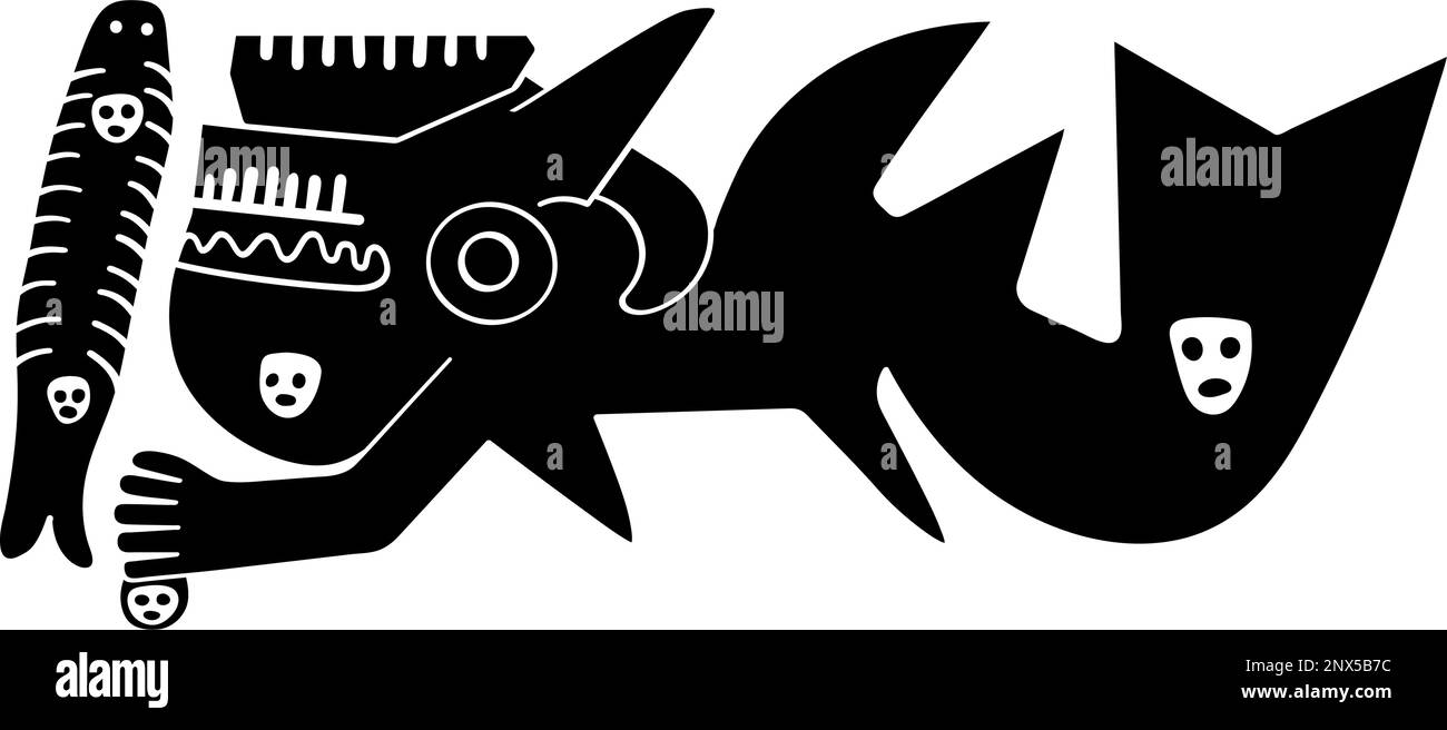 Geoglyph della balena killer da Palpa, le linee di Palpa, Perù Illustrazione Vettoriale