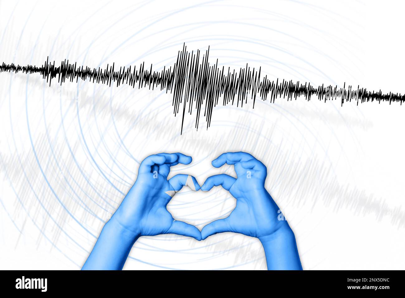 Attività sismica terremoto Somalia simbolo del cuore scala Richter Foto Stock