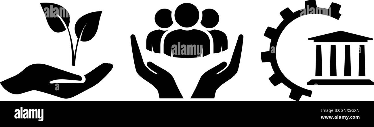 Conservazione ambientale e risorse rinnovabili icone come ESG concetto Illustrazione Vettoriale