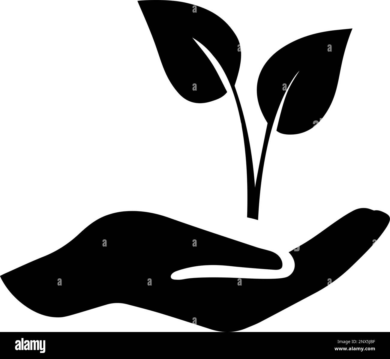 Icona di una pianta germogliante nel palmo della mano come concetto di conservazione Illustrazione Vettoriale