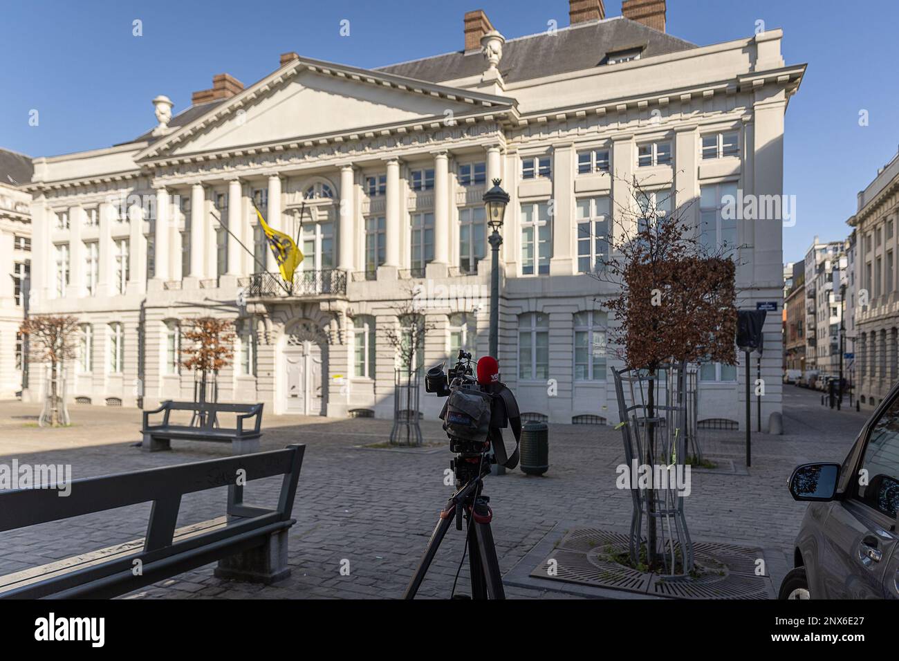 L'immagine mostra la residenza del ministro fiammingo-presidente a Bruxelles, sede di una riunione del governo fiammingo per discutere le nuove norme per ridurre le emissioni di azoto mercoledì 01 marzo 2023. FOTO DI BELGA JAMES ARTHUR GEKIERE Foto Stock