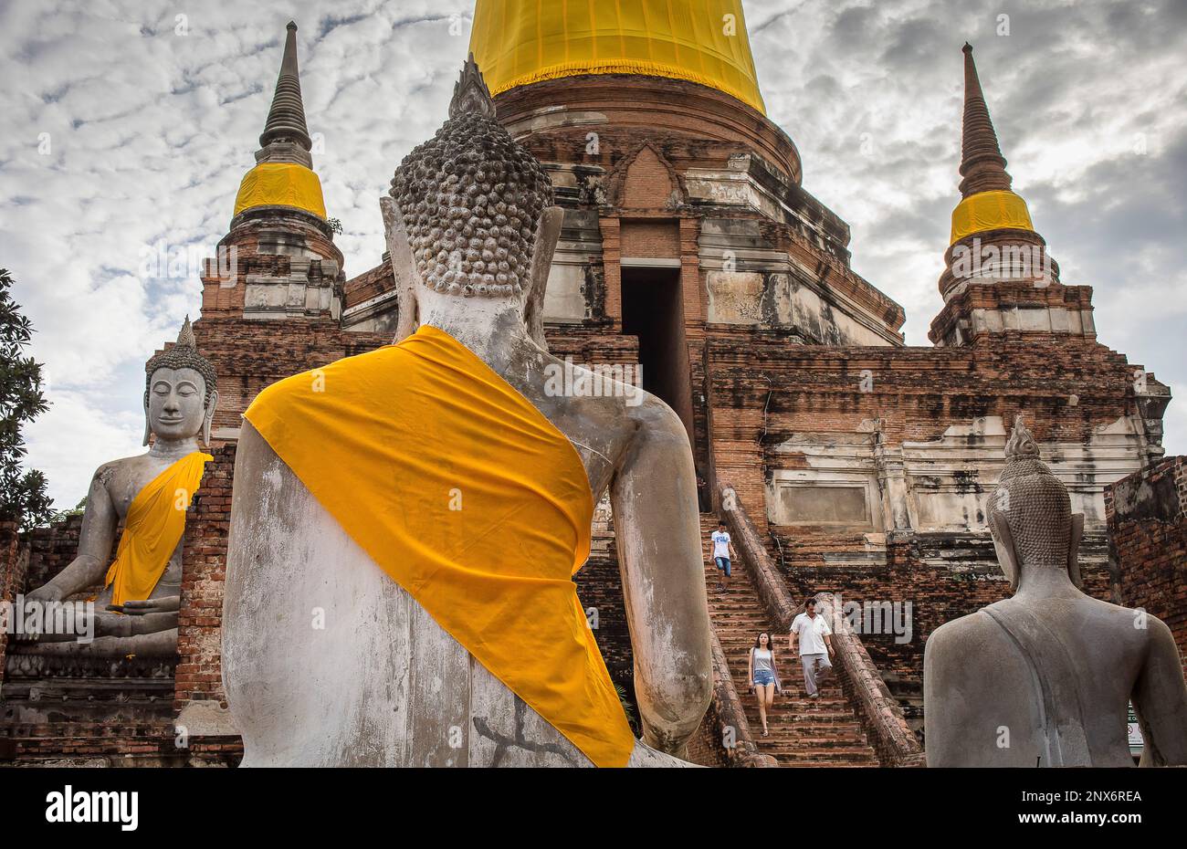 Wat Yai Chai Mongkhon tempio, Ayutthaya, Thailandia Foto Stock