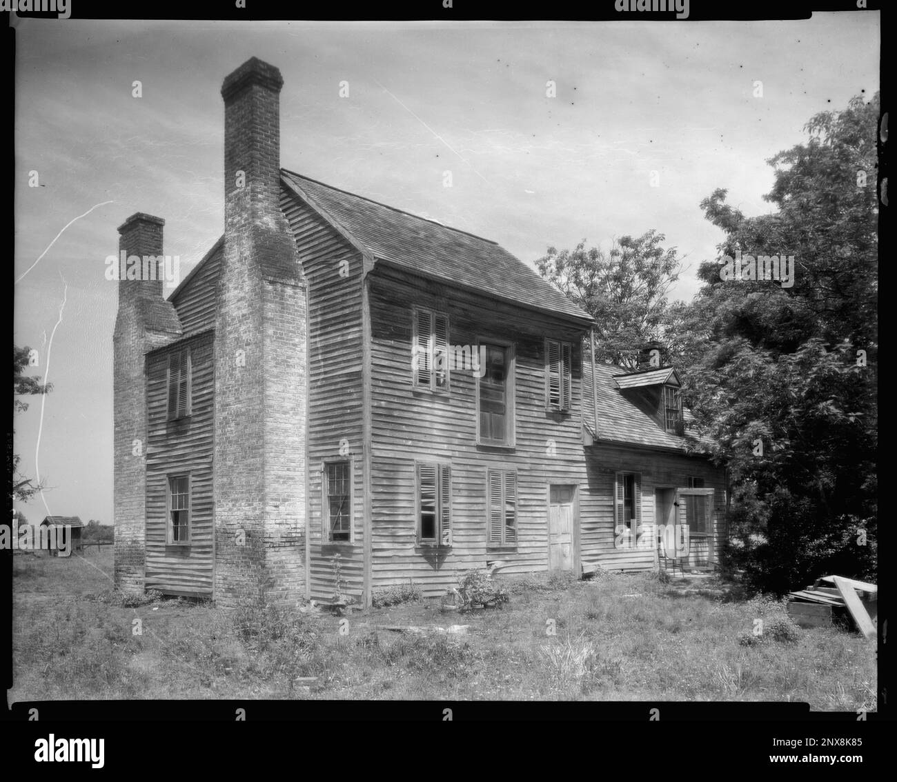 Cox House, Spotsilvania County, Virginia. Carnegie Survey of the Architecture of the South. Stati Uniti Virginia Spotsilvania County, Chimneys, Farmhouses, edifici di legno. Foto Stock