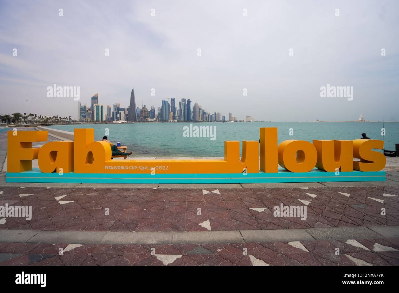 Lo skyline della capitale del Qatar, Doha Foto Stock