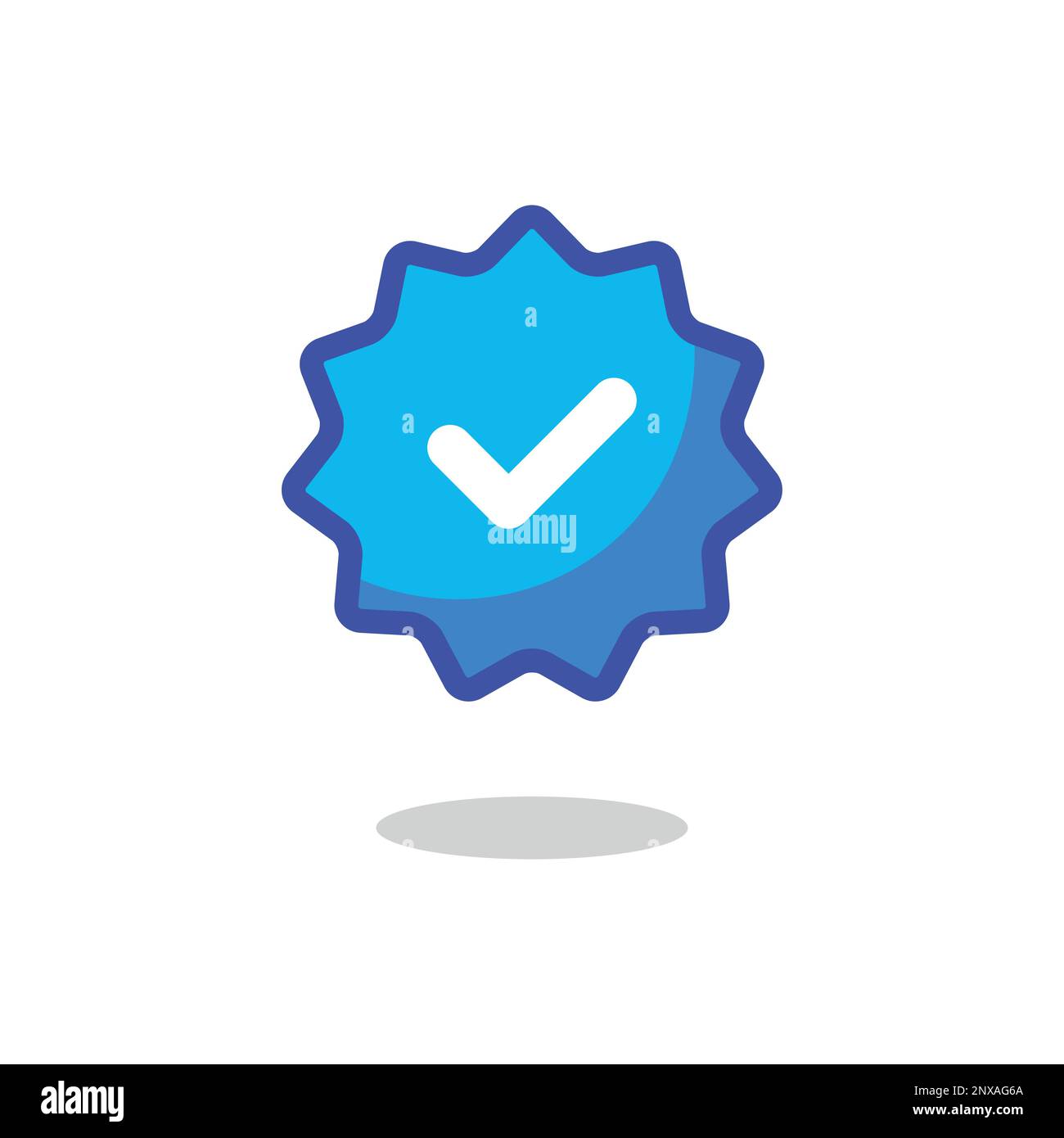 Icona del vettore badge verificato blu Illustrazione Vettoriale