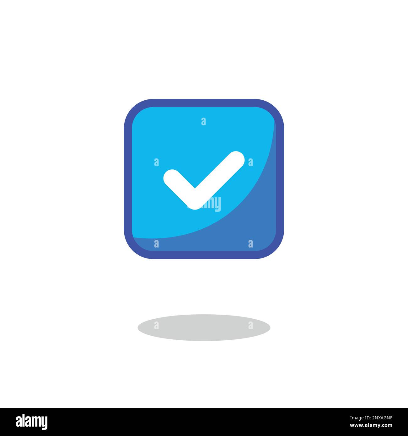 Icona blu quadrata del vettore di badge verificato Illustrazione Vettoriale
