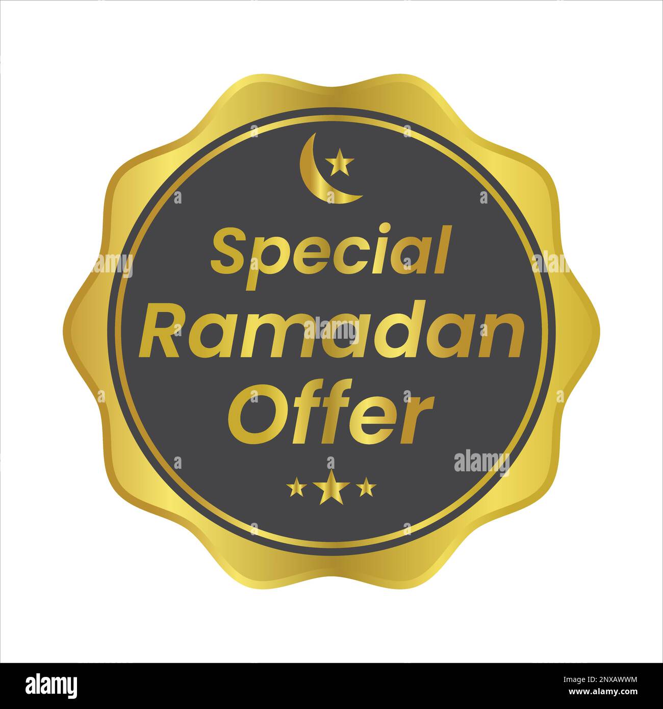 Offerta speciale Ramadan Kareem, Vendita, distintivo sconto, etichetta, adesivo, Disegno dell'illustrazione vettoriale del pulsante Illustrazione Vettoriale